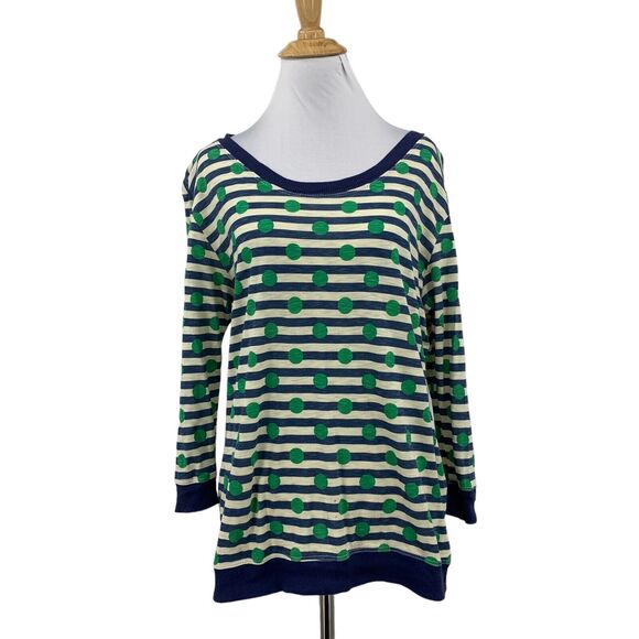 Anthropologie Porridge Gabby Shirt Women M Stripe Polka Dot Quarter Sleeve *READ - Picture 1 of 12